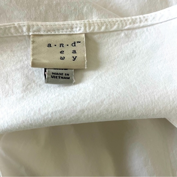 A New Day white 97% cotton 3% spandex wrap top with long attached belt. Boho XXL - Picture 3 of 5